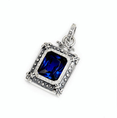 DEMI GOD SQUARE PENDANT w/ CZ & PAVÉ CZ BEZEL