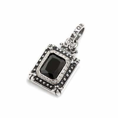 DEMI GOD SQUARE PENDANT w/ ONYX & PAVÉ DIAMOND BEZEL