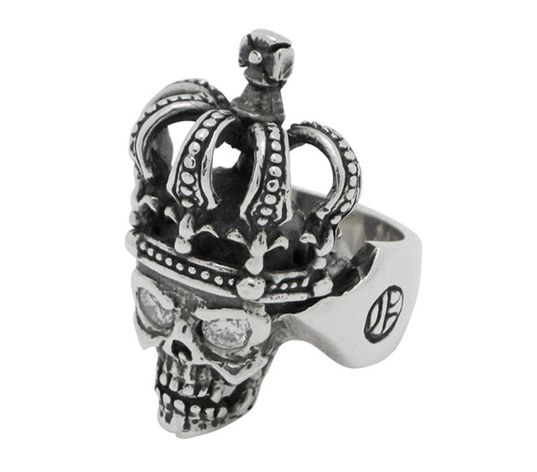 RO KING SKULL w/ CROWN & CZ EYES RING