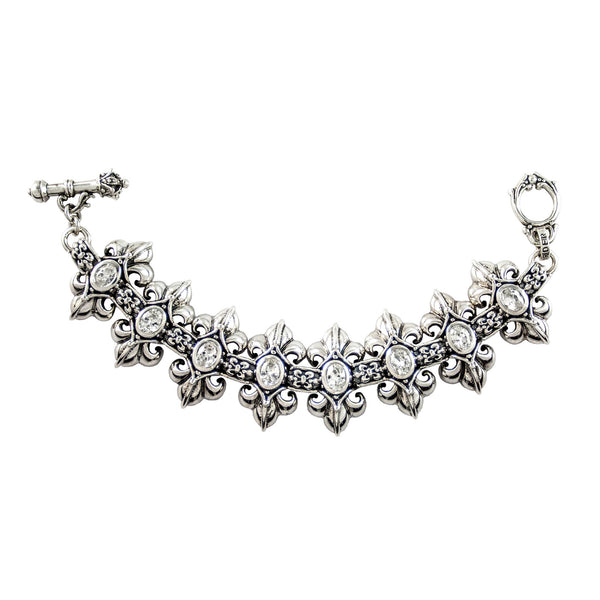 DOUBLE FLEUR DE LIS TRELLIS BRACELET w/ CZ