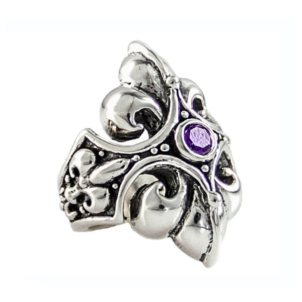 FLEUR DE LIS TRELLIS RING w/ CZ