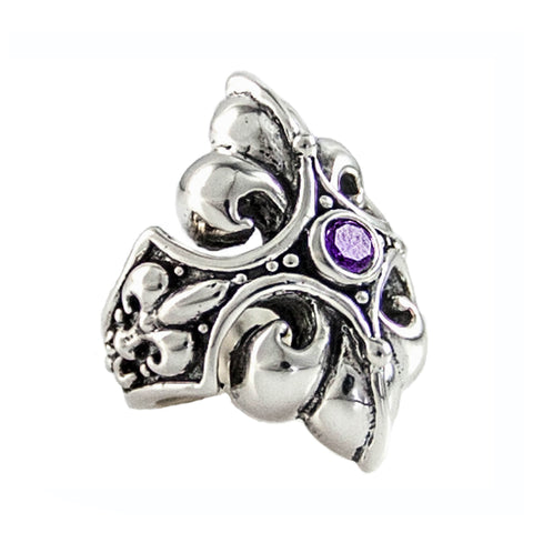 FLEUR DE LIS TRELLIS RING w/ CZ