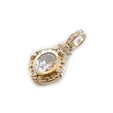 DEMI GOD OVAL PENDANT w/ CZ