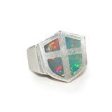 SERPICO SHIELD & CROSS RING w/ SEMIPRECIOUS STONE
