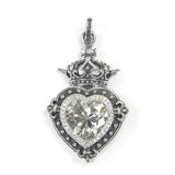 LARGE DEMI GOD HEART PENDANT w/ CROWN & PAVÉ CZ