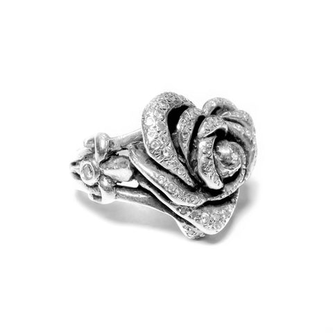 HEART ROSE RING w/ PAVÉ CZS