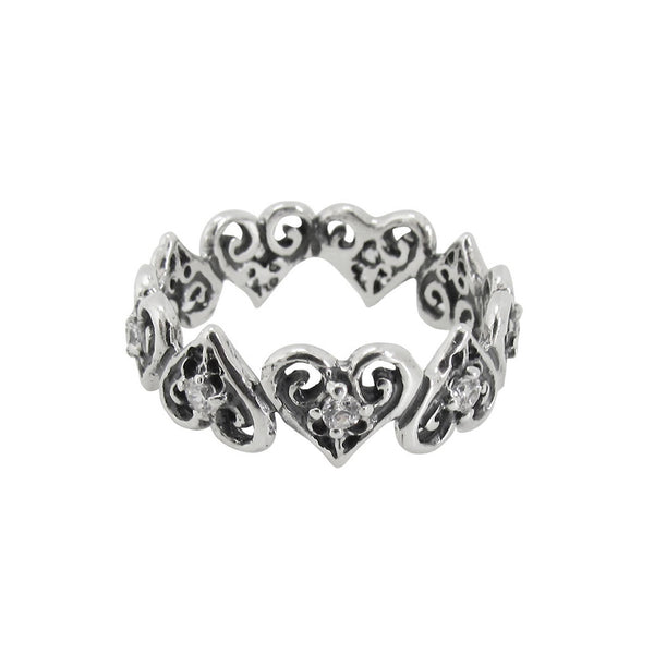 ALTERNATING TINY ALLEGRA HEARTS RING w/ CZs