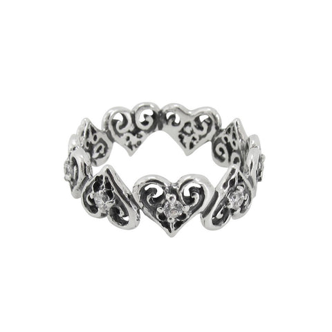 ALTERNATING TINY ALLEGRA HEARTS RING w/ CZs