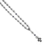 ROSE BEAD & PEARLS ROSARY w/ SMALL LAVA CROSS