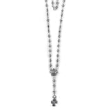 ROSE BEAD & FDL ROSARY w/ SMALL LAVA CROSS