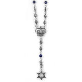 ROSE, SKULL & PEARL BEAD ROSARY w/ STAR OF DAVID