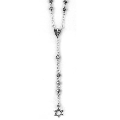 SMALL ROSE BEAD ROSARY w/ STAR OF DAVID