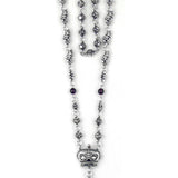 ROSES, SKULLS & BEADS ROSARY w/ LARGE CROSS w/ CROWNS