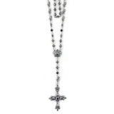 ROSES, SKULLS & BEADS ROSARY w/ LARGE CROSS w/ CROWNS