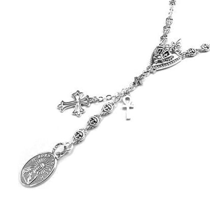 TABERNACLE ROSARY w/ SHIELD, MADONNA, BORDER CROSS & TINY ANKH
