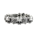 SMALL SKULL & CROSS TRELLIS BRACELET w/ CZs
