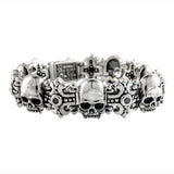 SMALL SKULL & CROSS TRELLIS BRACELET w/ CZs