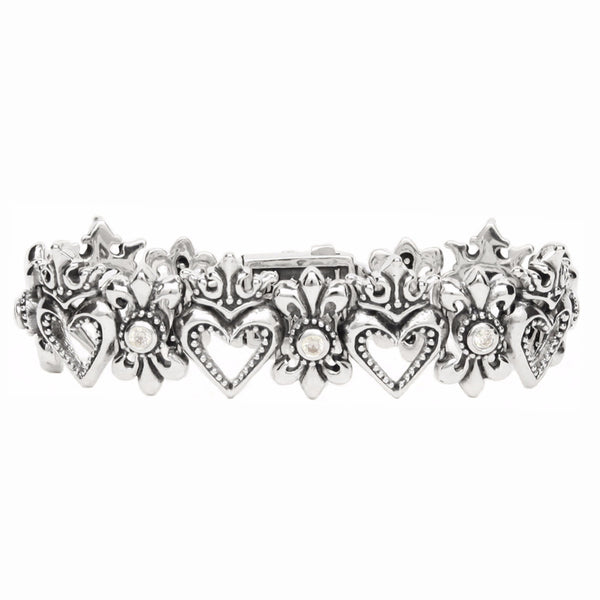 SMALL ROYAL HEARTS TRELLIS BRACELET w/ CZs