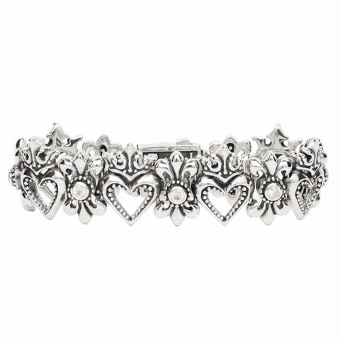 SMALL ROYAL HEARTS TRELLIS BRACELET w/ CZs