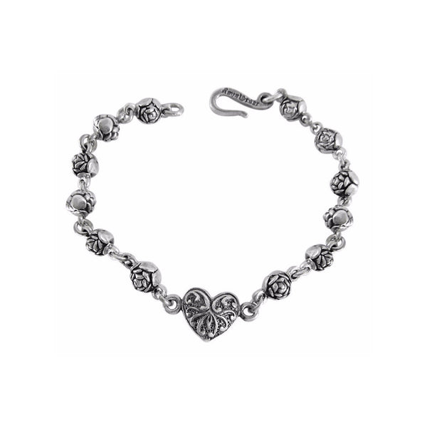 ROSEBEAD BRACELET w/ CARVED HEARTS
