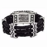 TRIPLE BAND LEATHER BRACELET w/ CROSS BOX CLIP