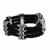TRIPLE BAND LEATHER BRACELET w/ CROSS BOX CLIP