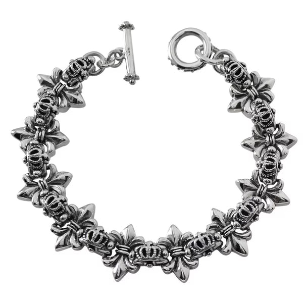 DOUBLE FLEUR-DE-LYS & CROWN BEAD BRACELET