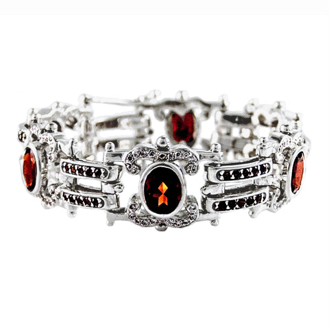 DOUBLE FLEUR DES LIS BRACELET w/ GARNET & PCZ