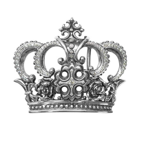 CROWN BELT BUCKLE w/ BISHOP CROSS, ROSES & PCZ