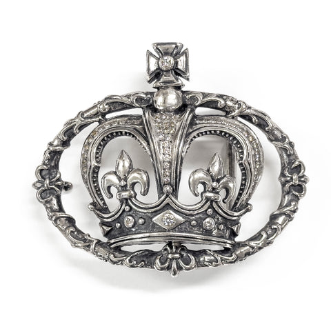 CROWN IN FLEUR DES LIS VINE BELT BUCKLE w/ PAVÈ CUBIC ZIRCONIA