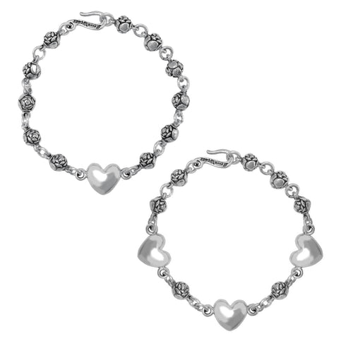 ROSEBEAD BRACELET w/ SMOOTH HEARTS