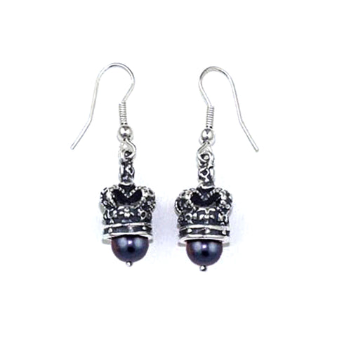 ROYAL CROWN EARRINGS w/ PEARLS