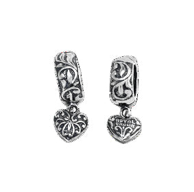 CARVED HOOP EARRINGS w/ CARVED HEART