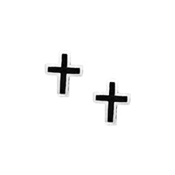 SUPER MODEL CROSS EARRINGS w/ ONYX