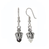 TINY CROWN ON HOOK EARRINGS w/ PEARL