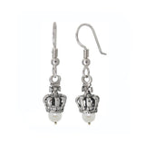 TINY CROWN ON HOOK EARRINGS w/ PEARL