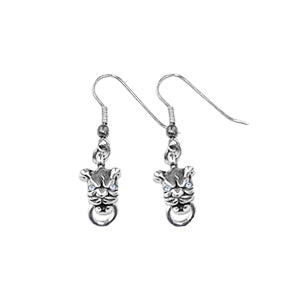 MINI PIT BULL EARRINGS w/ RING & PRECIOUS STONE EYES