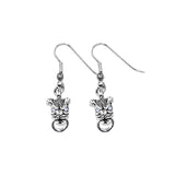 MINI PIT BULL EARRINGS w/ RING & CZ EYES