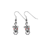 MINI PIT BULL EARRINGS w/ RING & PRECIOUS STONE EYES