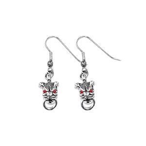 MINI PIT BULL EARRINGS w/ RING & CZ EYES