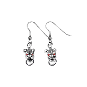 MINI PIT BULL EARRINGS w/ RING & PRECIOUS STONE EYES