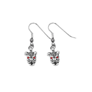 MINI PIT BULL EARRINGS w/ PRECIOUS STONE EYES