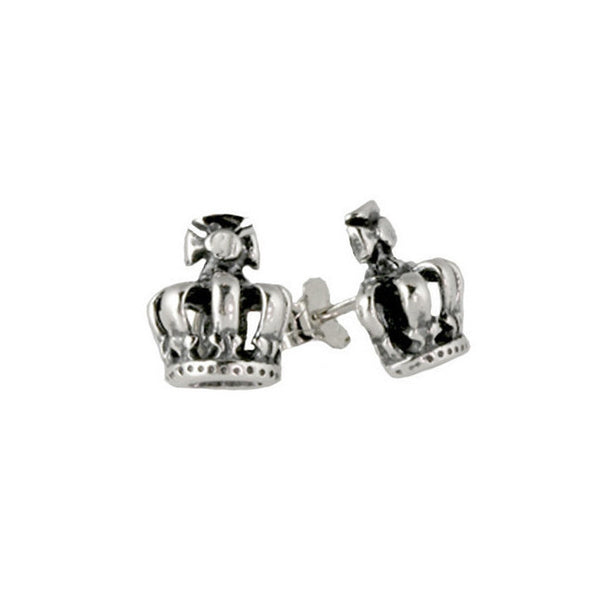 HALF TINY CROWN STUD EARRINGS