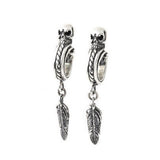 TWISTED SKULL EARRING w/ FEATHER