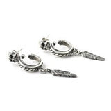 TWISTED SKULL EARRING w/ FEATHER