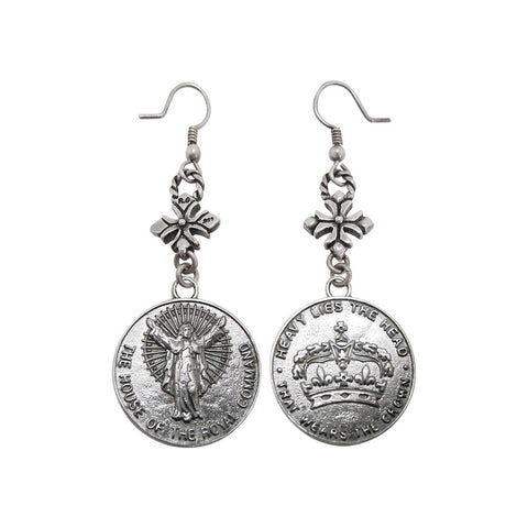 HOUSE CROWN EARRINGS w/ CROSS HOOK
