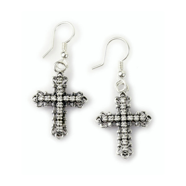 CONSORT CROSS EARRINGS w/ CZ