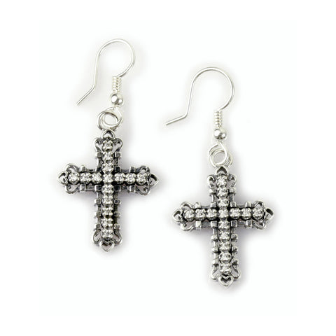 CONSORT CROSS EARRINGS w/ CZ