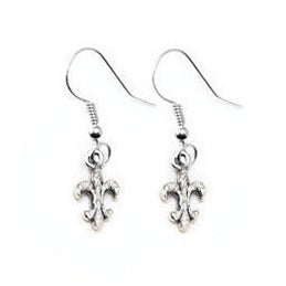 TINY FLEUR-DE-LYS EARRINGS w/ PAVÉ DIAMONDS