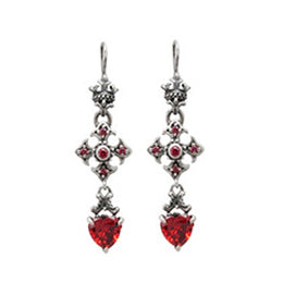 FLEUR-DE-LYS CROSS EARRINGS w/ AMELIA HEART